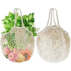 2-Pack  Mesh Grocery Bags,   String, Long Handle Produce Bags, Fruit & Veggie Storage