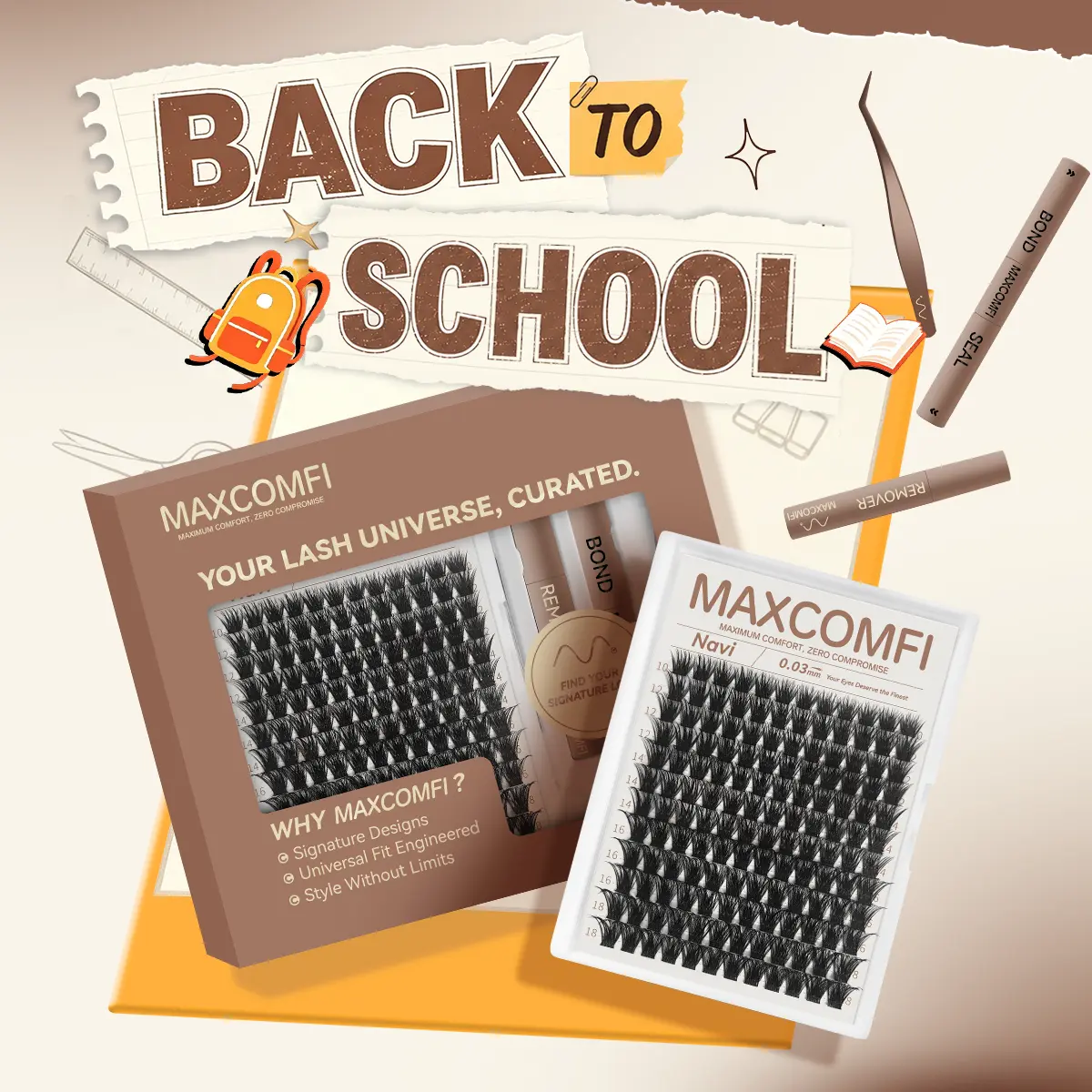 MaxComfi Navi Lash Clusters, Voluminous DIY Lash Extensions with a Soft Thin Band, Long-Lasting, Waterproof and Beginner-Friendly, Lash Cluster, Cluster Lashes, Makeup Cosmetic Eyelashes,back to school