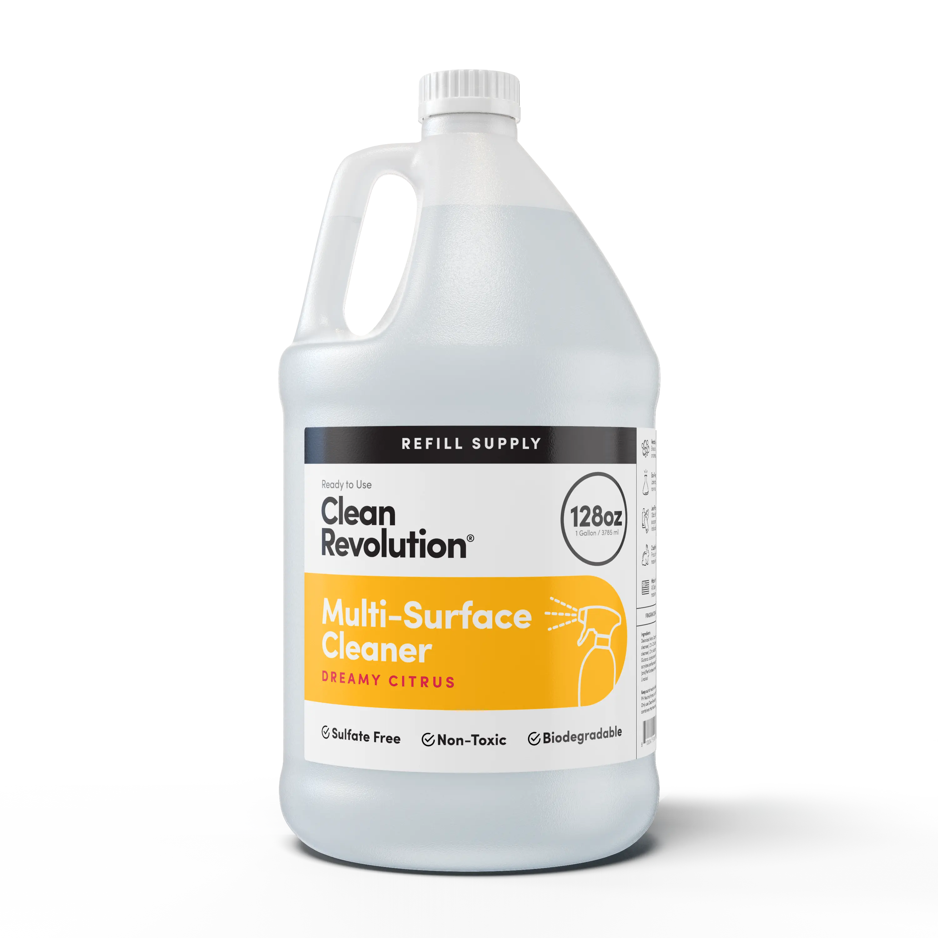 Clean Revolution Multi-Surface Cleaner 128oz Eco-Friendly Non-Toxic Sulfate-Free Biodegradable Refill Bottle