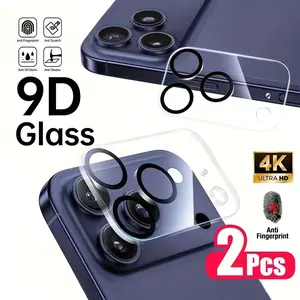 2pcs Camera Lens Protector for iPhone 17/16/15/14/13/12/11 Pro Max/Pro/Plus/Mini/17 Air/16e,with Precise Cutouts & Rounded Corners,HD Clarity, Sleek Appearance,Easy to Install, Accessories