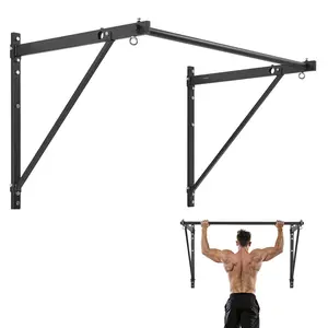 summervibes summervibesVEVOR Wall-Mounted Pull Up Bars, 50 in Width, Adjustable Depth (22 in or 30 in from Wall), Heavy-Duty Steel Upper Body Workout Bar, 440 lbs Weight Capacity, Home Gym Chin Up Training Station, Chin Ups, Adjustable Size