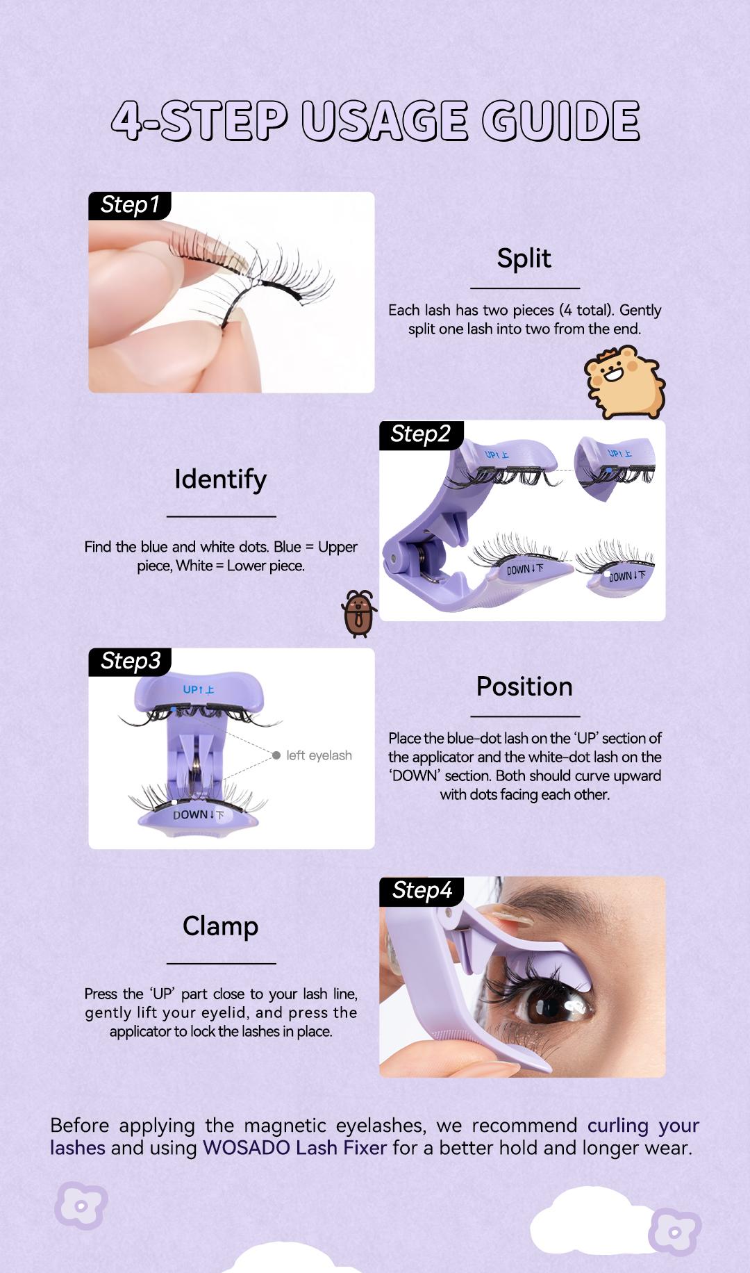 [Wosado] Soft Magnetic Eyelashes All-in-One Box, BearisBug Limited Edition Magnetic Eyelash Extensions, Waterproof, Reusable, Glue-Free, Eyeliner-Free Makeup Cosmetic