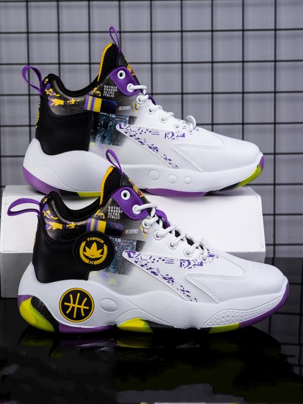 Men's Basketball Shoes, Casual Sporty High Top Lace Up Non-slip Running Shoes, Fashionable Sneakers for Daily Wear
