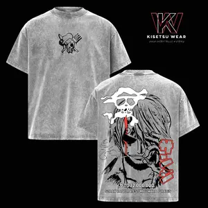 Sanji Vintage Washed Oversized T-Shirt – One Piece Sanji Wanted Bounty Graphic Tee, Anime Manga Art Shirt, Streetwear Unisex Top
