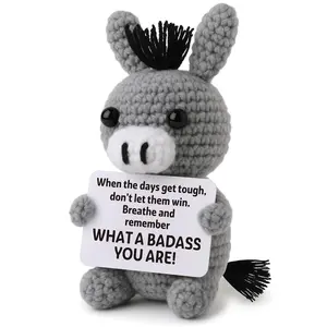 Funny Galentine's Positive Badass Donkey Crochet Animals, Motivational Gift for Women Men Coworkers, Best Friends - Emotional Uplifting Support Small Easter Holiday Basket Stuffer for Grandkids
