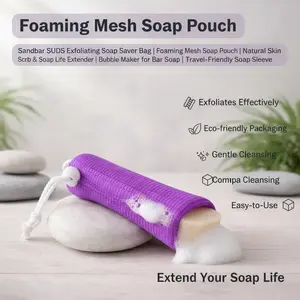 Sandbar SUDS Exfoliating Soap Saver Bag | Foaming Mesh Soap Pouch | Natural Skin Scrub & Soap Life Extender | Bubble Maker for Bar Soap | Travel-Friendly Soap Sleeve