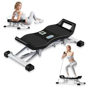 Homhut Swing Glider Stepper with Resistance Bands,Full-Body Home Workout Swing Glider Stepper with LCD Monitor,Office&Home Fitness Tool(Black）