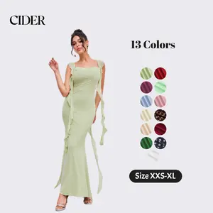 Cider Mesh Ruffle Hem Maxi Dress
