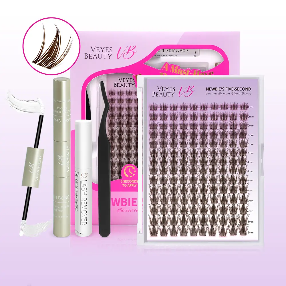 Live VEYESBEAUTY Lashes kit Eternal Newbie'S Five-Second Silk Bloom Eye-Catching Invisible Dramatic Volume Cluster Lashes Individual Lash Extensions Layered Fluffy Eyelashes Lash DIY Makeup- Salon Daily