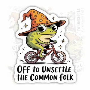 Off to Unsettle The Common Folk Sticker Funny Frog Weird Waterproof Vinyl Sticker for Water Bottle Laptop 2J9