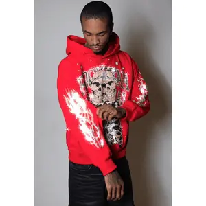 Krock Red Rhinestone Oversized Hoodie