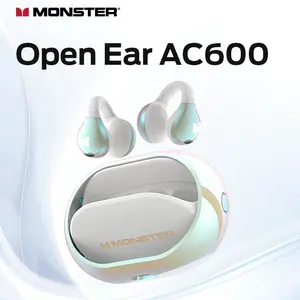 Monster Open Ear AC600 headphones bluetooth, Bluetooth 5.4 Wireless Earbuds with HiFi Stereo, Clip-On Earbuds with ENC Clear Call, 21H Playtime, IPX6 Waterproof Wireless Headphones for Exercise Sport Outdoor