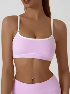 Women's Colorblock Sports Bra Vest with Removable Pads, Thick Push-Up Design, Multi-Functional Daily Wear, Suitable for All Activities, Yoga Gym Activewear