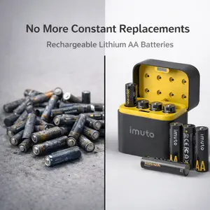 Reliable Power Without Constant Replacements – IMUTO Rechargeable Lithium AA Batteries 8-Pack with Charger, 1.5V Lithium Constant Output for Cameras, Toys & Home Electronics,Practical for Dad & Family, 1200 Cycles