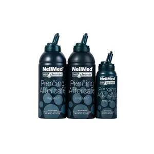 NeilMed Piercing Party Pack - 2x 177ml & 1x 75ml Sterile Saline Spray Trio Fine Mist - Vegan Preservative-Free Healing & Cleansing Solution for All Skin Types