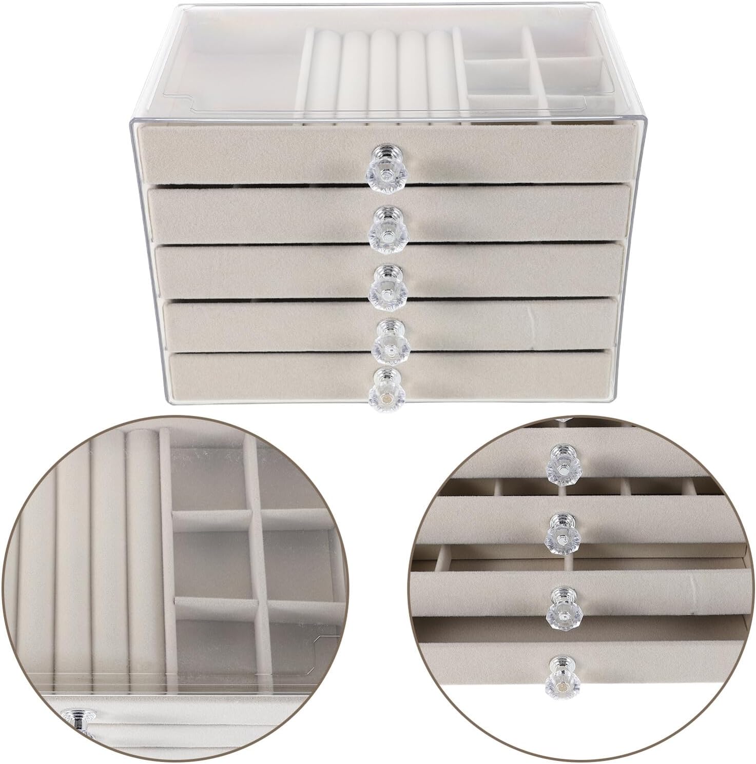 Clear Jewelry Organizer with Pet-Friendly Material: Earring, Necklace, and Ring Storage Box for Dressing Tables; Transparent Jewelry Drawer Organizer for Women blade stand