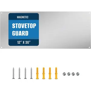 12" By 30" Stainless Steel Stove Backsplash, Reversible Ultra Flat Splatter Guard Range Hood Backsplash, Easy Clean Wall Shield  Metal Panel