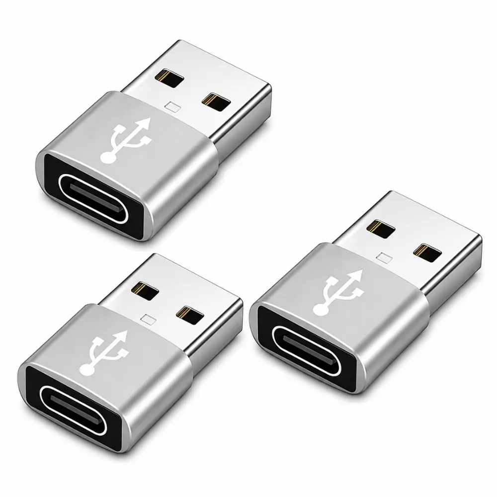 Type C Cable Connecter USB A Charger Converter Compatible with iPhone, iPad, Samsung Galaxy USB C to USB Male Adapter (3 Pack)