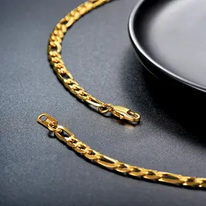 FaithHeart 6MM Stainless Steel Figaro Chain Necklace for Men/Women