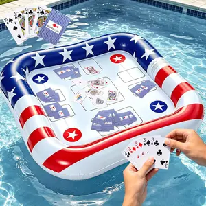 2-4 Players Floating Table for Pool with Waterproof Playing Cards, USA Flag Pool Games for Adults - Inflatable Pool Toys Perfect for Party, Summer Fun, Outdoor Water Toys, USA 250th Anniversary