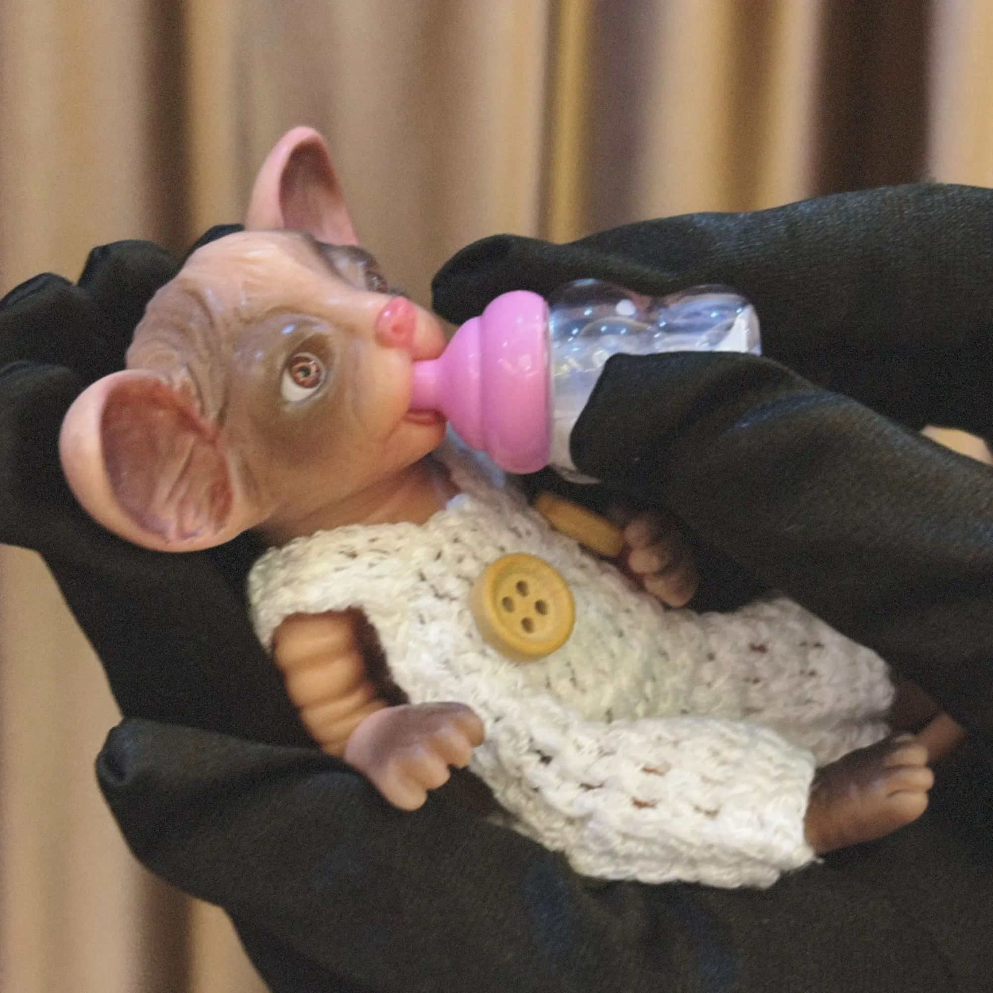 11.5cm Silicone Cat Doll, Realistic Plush Toy, Mouth Fits Baby Bottle, High-Quality Painted, Perfect for Kids Bath Time Play, Cute Animal Design, Animal Merch