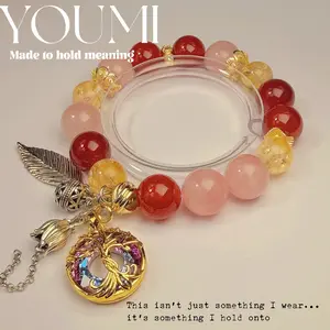 Tree of Life Crystal Bracelet for Women – Love & Growth Jewelry, Agate & Citrine Bracelet, Meaningful Gift for Her, Family & Relationship Gift, Mother’s Day, Healing & Connection Bracelet,bracelets for women