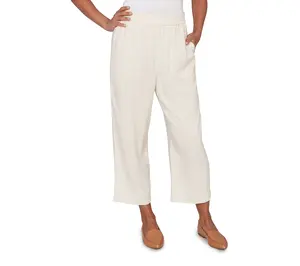 Alfred Dunner Women's Linen Elastic Waist Ankle Pants