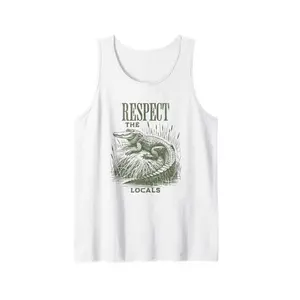 Funny Alligator Tank Top, Respect the Locals Florida Swamps Tank Top, Sleeveless Tee, Vintage Animals Lover Gift Shirt Tee