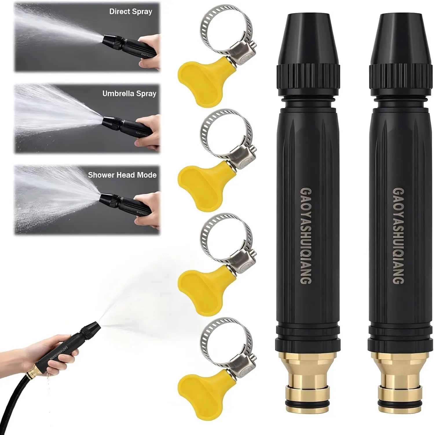 2026 Upgrade Heavy Duty High Pressure Hose Nozzle - Adjustable Booster Home High Pressure Car Wash Water Gun with Booster Nozzle, Portable Water Hose Nozzle Lawn, Garden, and Plant Watering (2pcs)