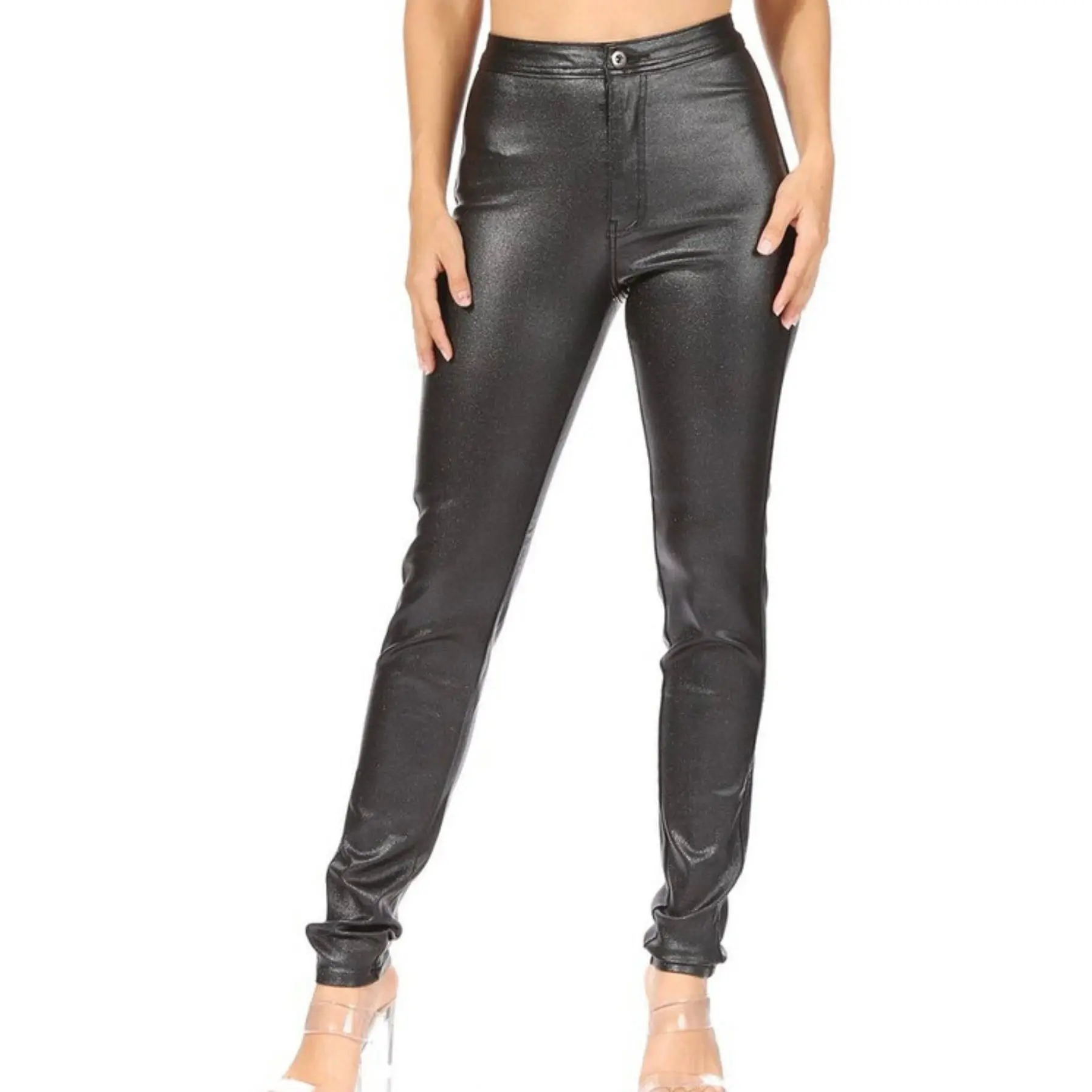 Black Iridescent Pants high  rise  jeans curve  hugging  jeans
