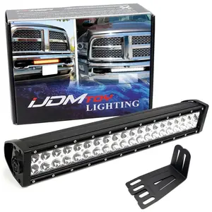 iJDMTOY Lower Grille Mount 20-Inch Dual Color LED Light Bar Kit For 2009-18 Dodge RAM 2500 3500, 120W White/Amber LED Lightbar, Bumper Opening Mounting Brackets & On/Off Switch Wiring Kit