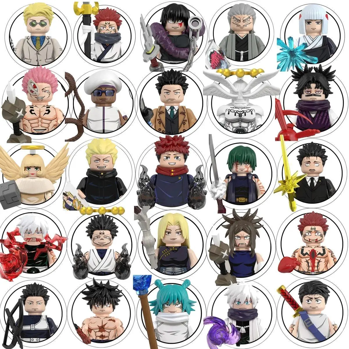 Jujutsu Kaisen JJK Series Mini Action Figure Building Blocks Set (WM6202, WM6201, WM6200, WM6140, WM6139) - Itadori Yuji, Gojo Satoru, Ryomen - ABS Plastic Collectibles, Minifigures Display for Kids, Party Gifts