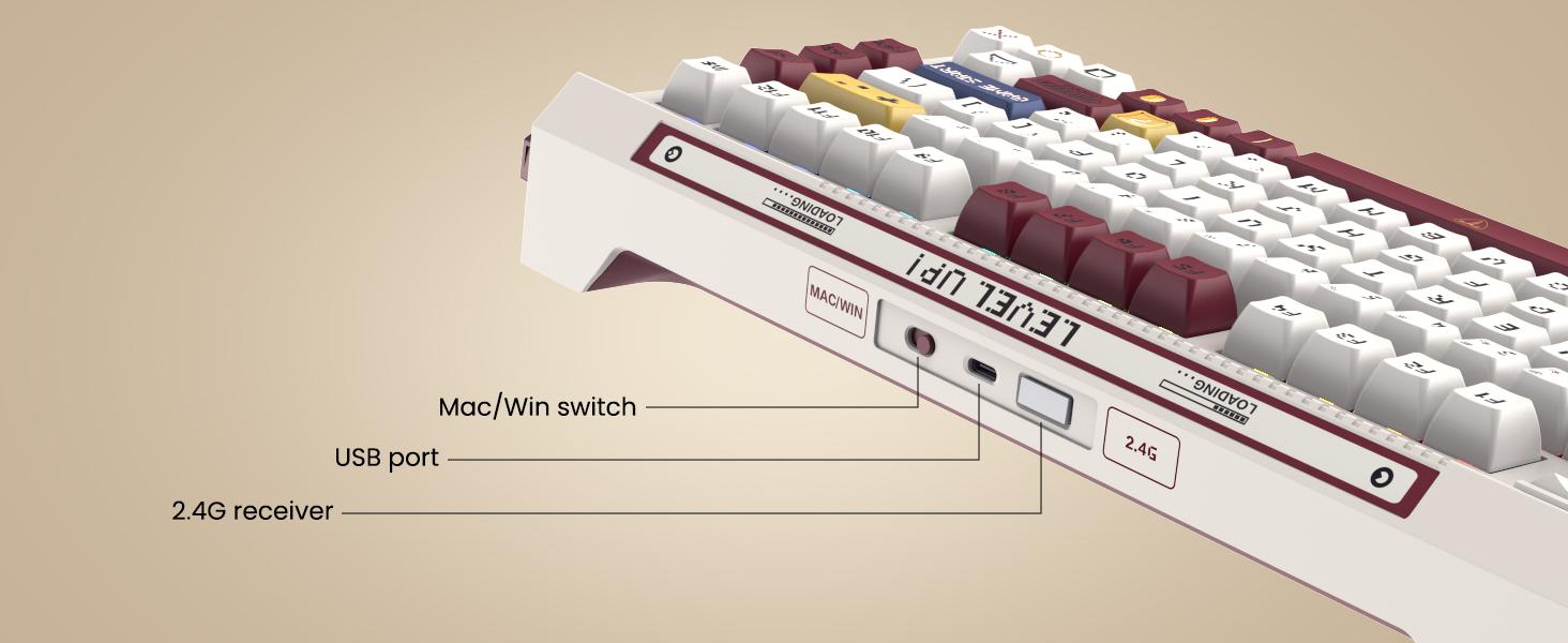 Risophy wireless retro typewriter keyboard with OLED screen & knob, three-mode link, 75% RGB mechanical keyboard, hot-swappable，Hi-Fi Linear Switch.