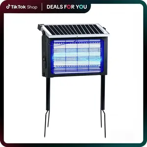 Outdoor solar powered, indoor mosquito killer, 4500V high power, IP67 waterproof, electric mosquito killer with grounding bracket, rechargeable waterproof mosquito killer, fly zapper, mosquito zapper, electric mosquito trap, perfect for patio & backyard