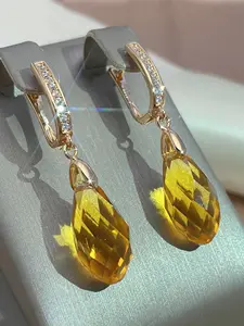 Teardrop Shaped Artificial Zirconia Earrings, Elegant Ladies Earrings for Daily Wear, Perfect Birthday Anniversary Gift, Dangle Earrings