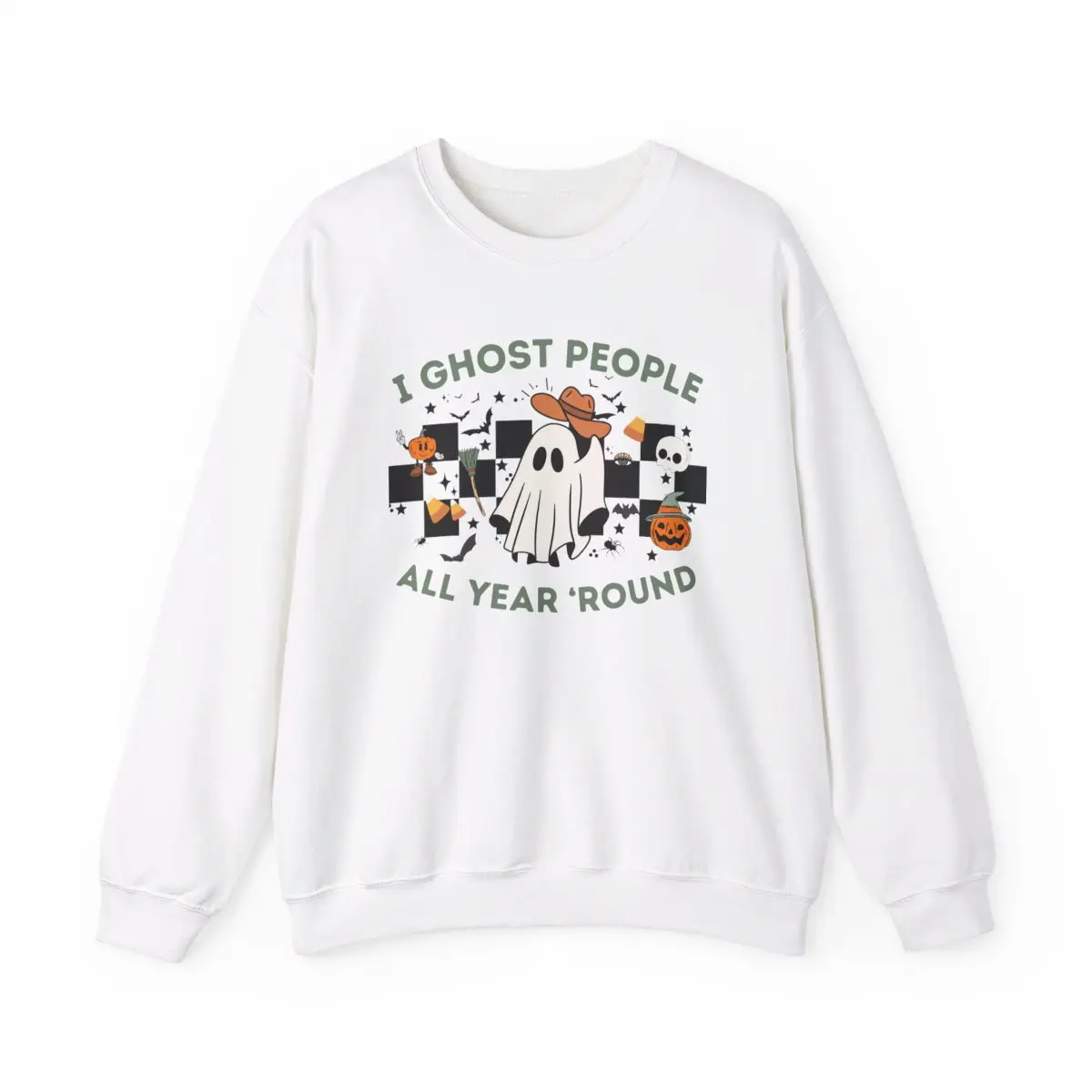 I Ghost People All Year 'Round Pullover | Spooky Season | Ghosting | Boohoo | Crewneck Sweatshirt