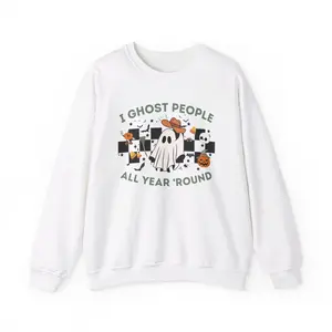 I Ghost People All Year 'Round Pullover | Spooky Season | Ghosting | Boohoo | Crewneck Sweatshirt