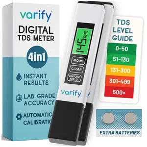 4-in-1 TDS Meter Digital Water Tester for Drinking Water| Accurate 0–9990 PPM EC & Temp Readings| Ideal for RO Systems, Aquariums, Pools – Built for Professionals, Easy for Anyone (2-Pack)