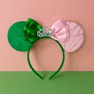 Green&Pink Crown Witch Headband, Satin Bow Print Fabric Wiked Merch Hair Accessories for Women Suit for Outfits