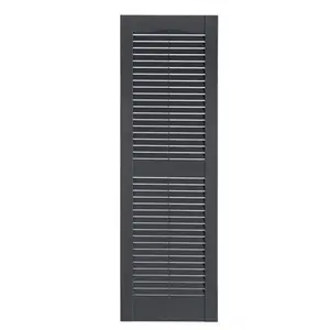 Perfect Shutters  Premier Louver Exterior Decorative Shutter, Dark Gray - 15 x 35 in.