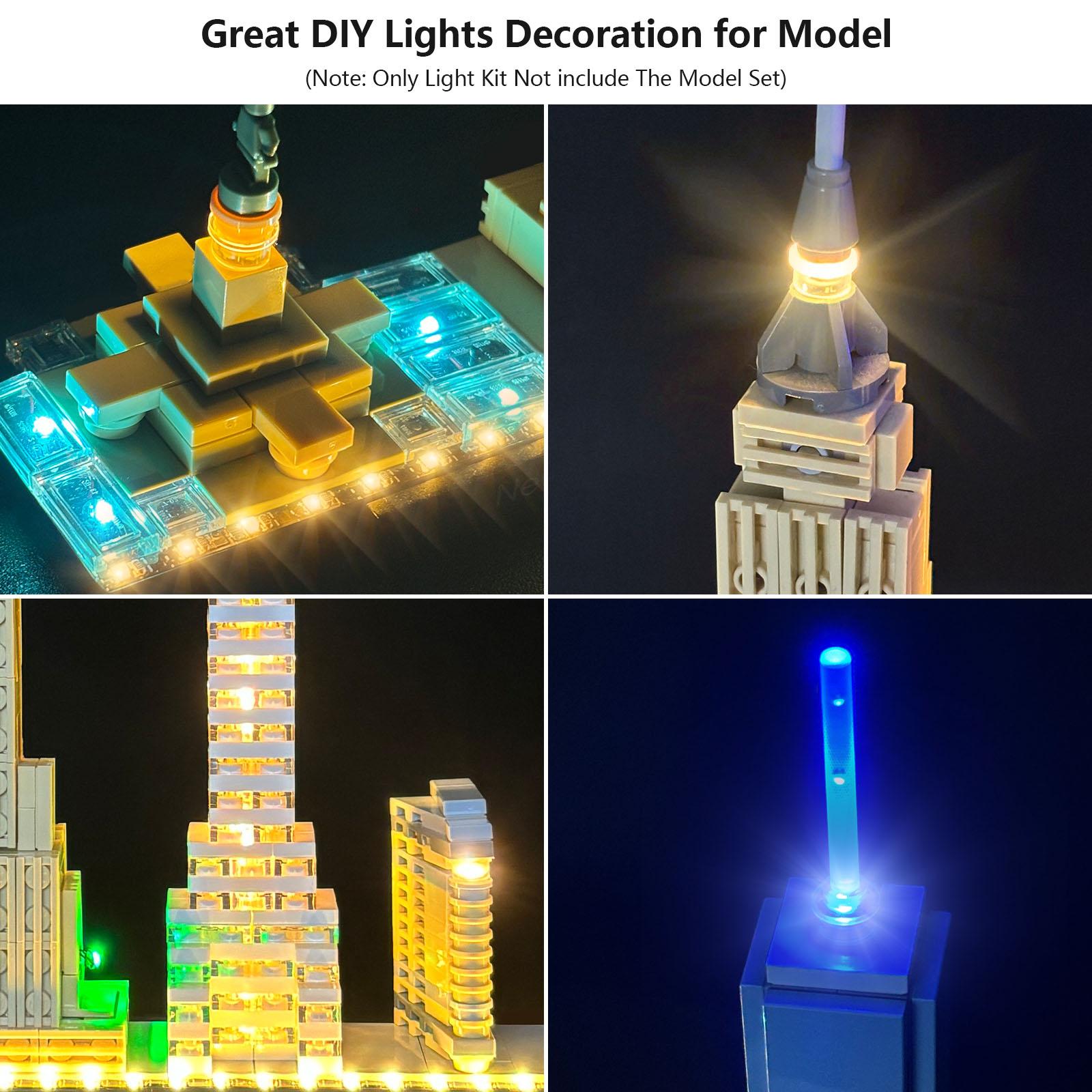 LYBMTWF LED Lighting Kit for LEGO 21028 New York City Building Block Model Lighting— Crafted from Safe ABS and Copper Materials; Easy to Install; The Perfect Gift for Birthdays, Holidays, and Christmas (Model Not Included)