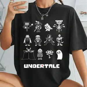Underground Pixel Characters Lineup TShirt, Inspired by Undertale, Retro Black & White Sprite Sweatshirt, Classic Indie Gamer Aesthetic Hoodie, Minimalist RPG Fan Gift