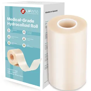 LIFARA Hydrocolloid Roll for Wound Care - Cut-to-Size, Extra Large Hydrocolloid Patch Bandages with Self-Adhesive, Ultra Absorbent, Flexible & Waterproof, First Aid Kit Essential (4in*16ft, 19.7mil/ 0.5mm Thickness))