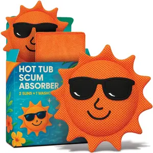 Stock Your Home 2 Pack Scum Absorber for Spa Hot Tubs, Reusable Spa Tub Cleaner, Oil Absorbing and Filtering Scum Sponges + Cloth, Must-Have Hot Tub Accessories Outdoor & Indoor Use for Clear Water