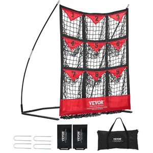 VEVOR 9 Hole Baseball Net, 36"x30" Softball Baseball Training Equipment for Hitting Pitching Practice, Portable Quick Assembly Trainer Aid with Carry Bag, Strike Zone, Ground Stakes, for Adults