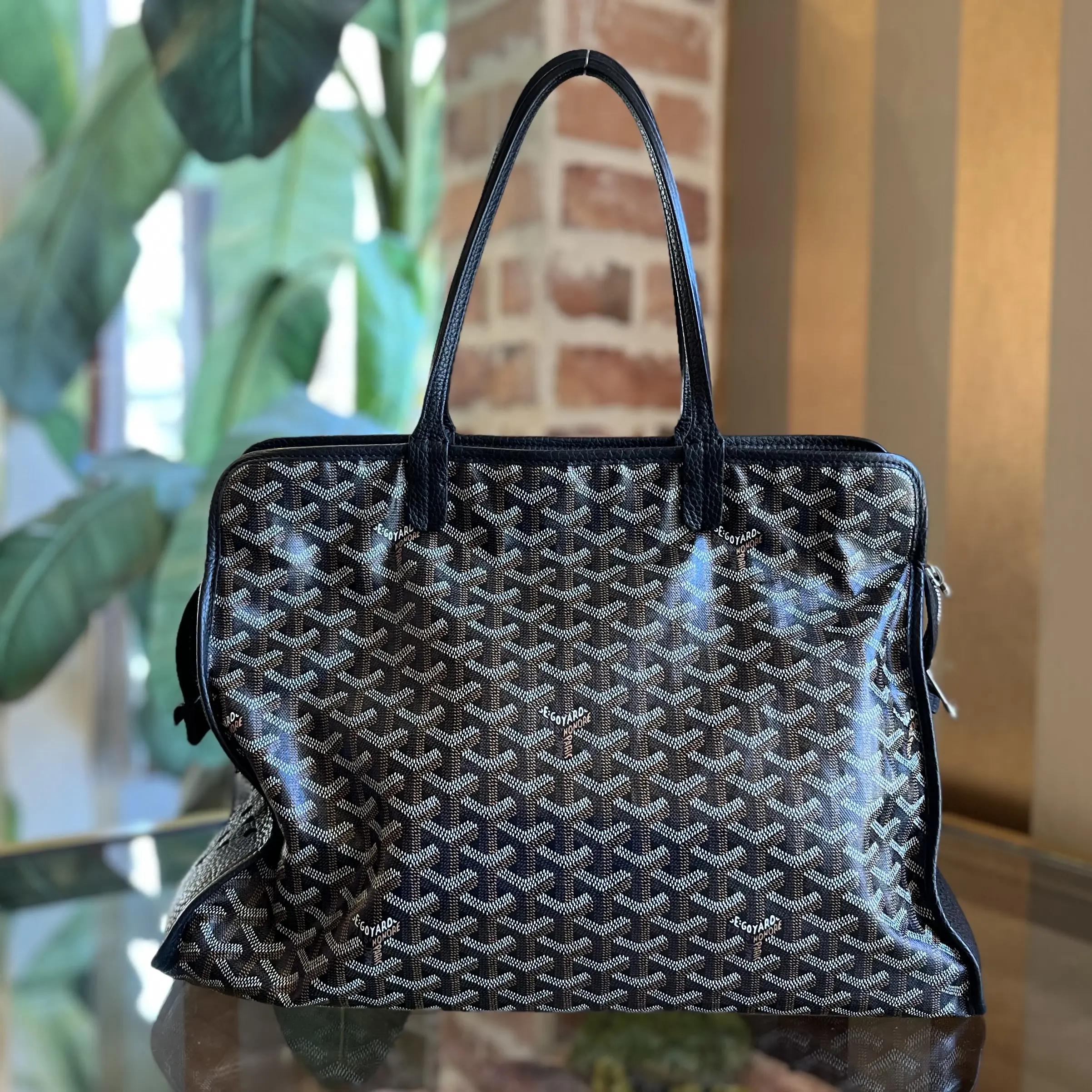 Pre-owned Goyard canvas Shoulder Bags Sac Hardy Pet Carrier PM Black Goyardine Tote