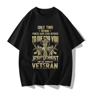Jesus Christ & American Veteran Tribute Graphic T-Shirt