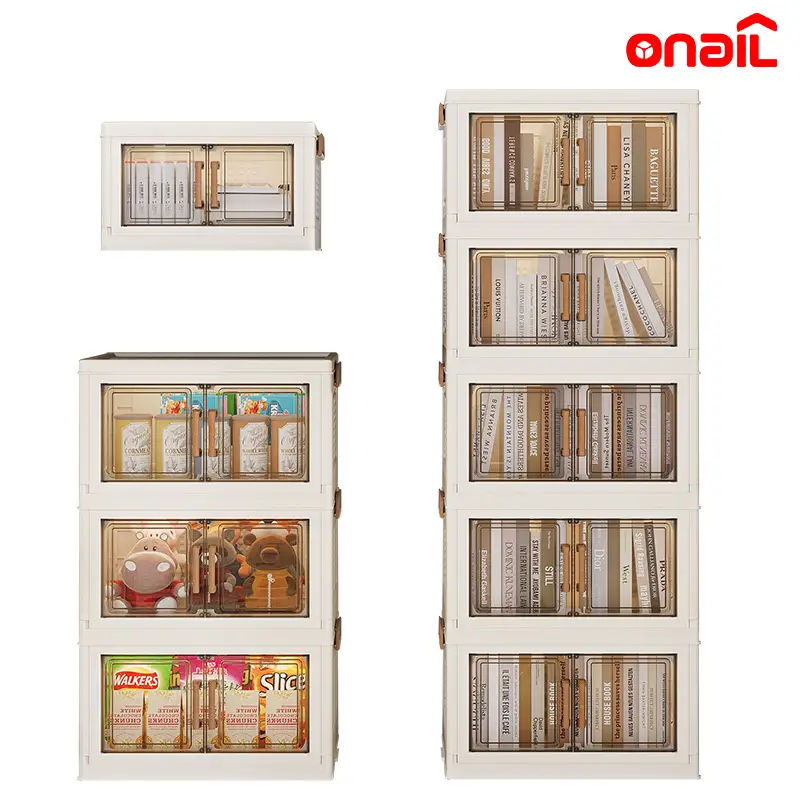 ONAIL Super large Foldable Storage Box with Lid, Stackable Household Storage Holders with Wheels Organiser