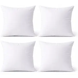 Premium 18 x 18 Throw Pillow Inserts Set of 4 Hypoallergenic Square Form Decorative Pillows for Sofa Couch Bed and Chair