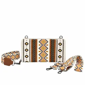 Women's Bohemian Vintage Canvas Crossbody Handbag - RFID Blocking, Lightweight, Compact & Convenient, Elegant Practical Design - Boho Style, Hobo, Handbag Shoulder, Crossbody Purses for Travel Essentials (White), Boho Style Crossbody